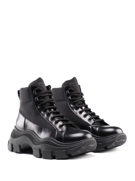 prada pegasus chunky ankle boots|prada block heel combat boots.